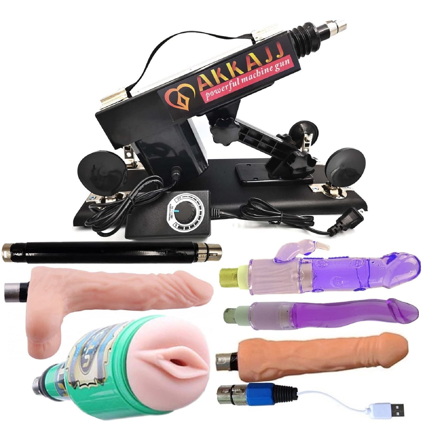 AKKAJJ Larger Motor Sex Machine with a Special Heatable Dildo Automatic Thrusting Machine with Male Masturbation Cup Sex Toys for Women and Men Black