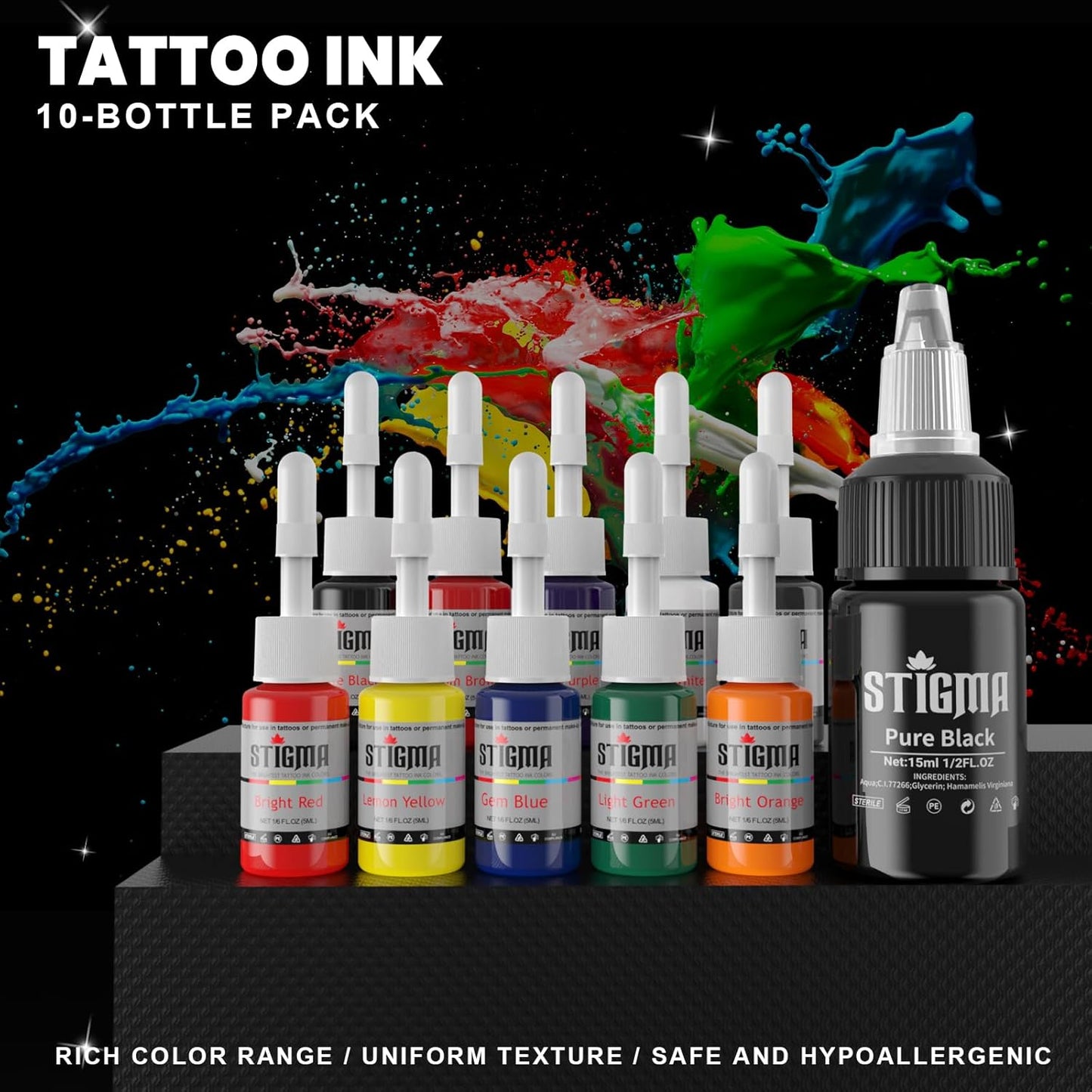 Stigma Wireless Rotary Tattoo Pen Kit with Batteries and Inks