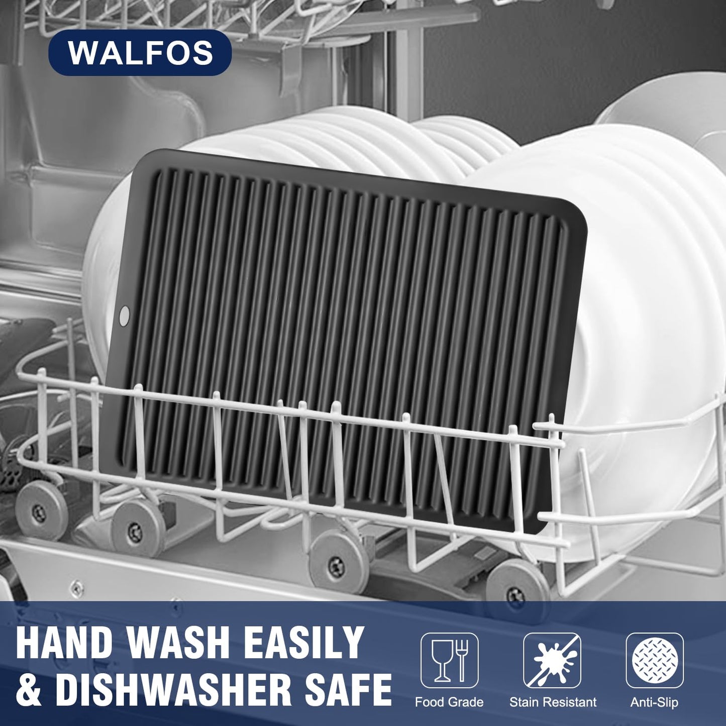 Walfos Silicone Trivets Set - Heat Resistant Pot Holder, Non-Slip & Flexible,Multi-Purpose Kitchen Table Mat, Prefect for Hot Dishes,Spoon Holder, Oven Mitt
