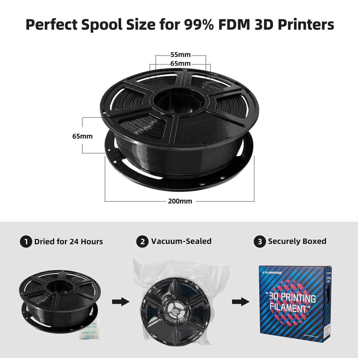 FLASHFORGE Matte PLA Filament 1.75mm +/- 0.02mm, Subdued Matte Surface 3D Printer Filament 1kg (2.2lbs) Spool, Excellent Printing Performance, Easy to Use for Most FDM 3D Printers