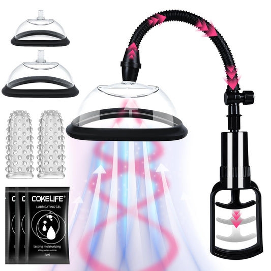 Pussy Pump, Vagina Pump, Clitoral and Vaginal Pump System with Vacuum Release Valve, 2 Cups Included, for Enhanced Sensation and Sexual Pleasure, Adult Toy for Women