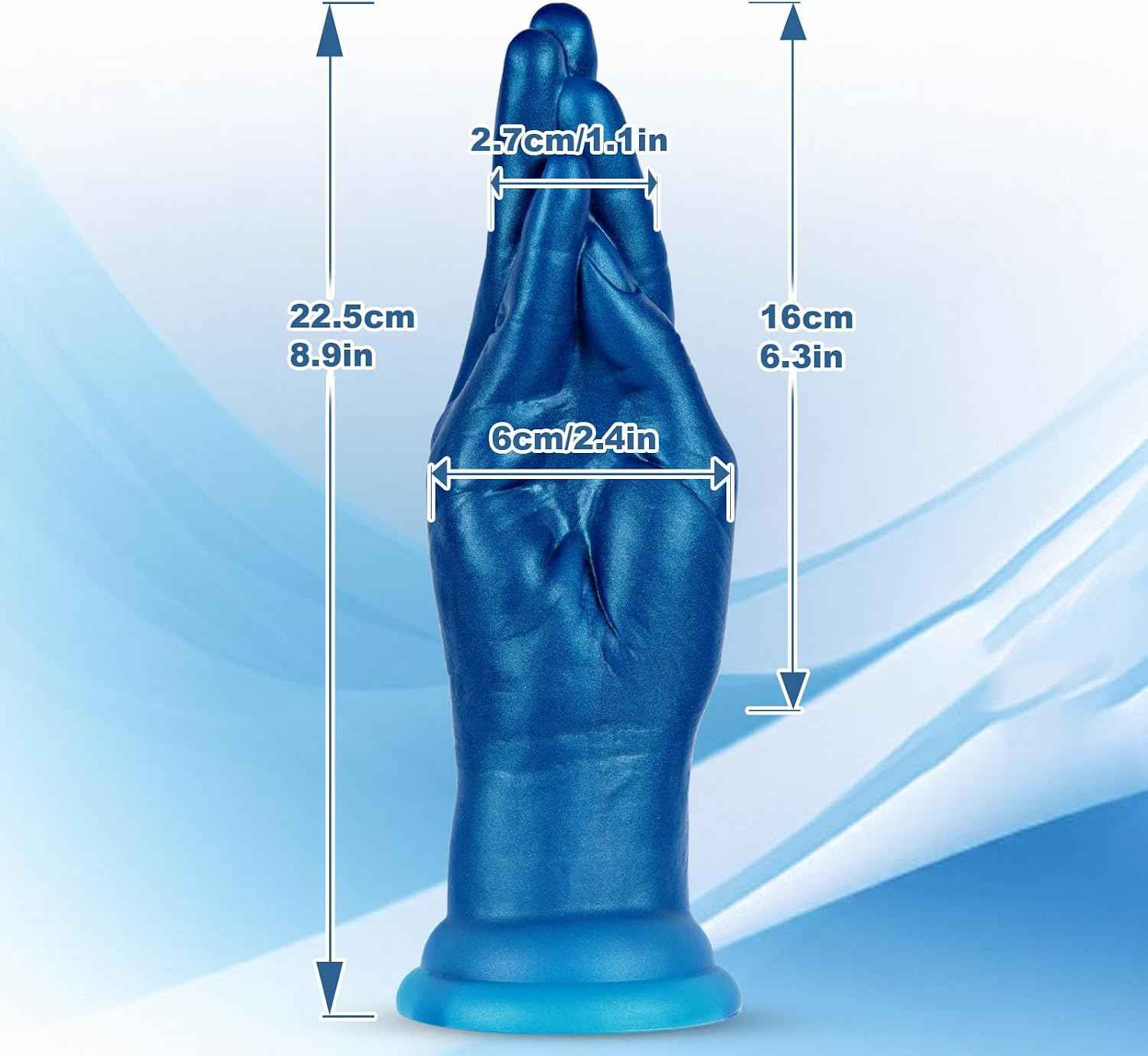 hainuo Realistic Lifelike Fist Dildo Prostate Massager Fantasy Blue 9in