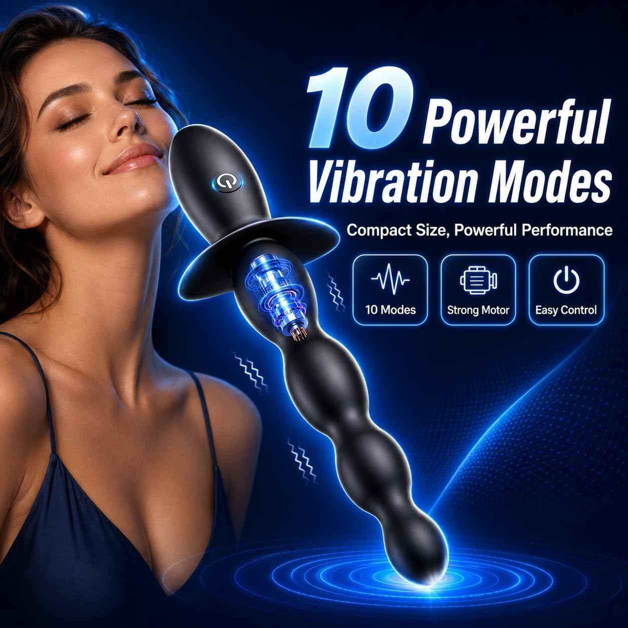 Anal Beads Prostate Massager - BEISAR Anal Vibrator Beginner-Friendly 10 Vibrating Butt Plug with APP Control, Flexible Soft Silicone Anal Toys Male Sex Toys for Men Women Couples Waterproof