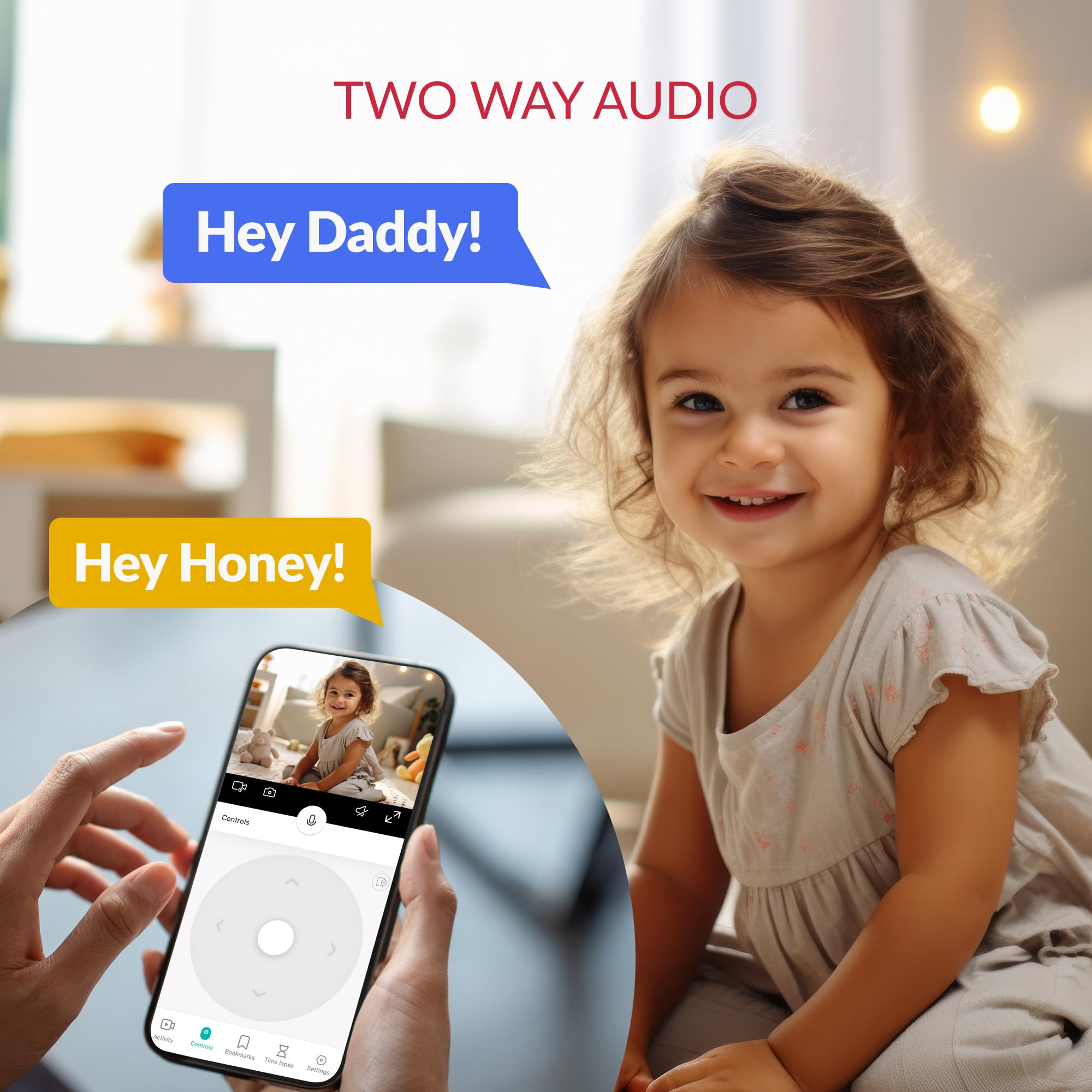 YI Pro 2K 4PC Home Security Camera, Indoor Camera with Person, Vehicle, Animal Detection, Phone App for Baby, Pet, Dog Monitoring, Compatible with Alexa and Google Assistant