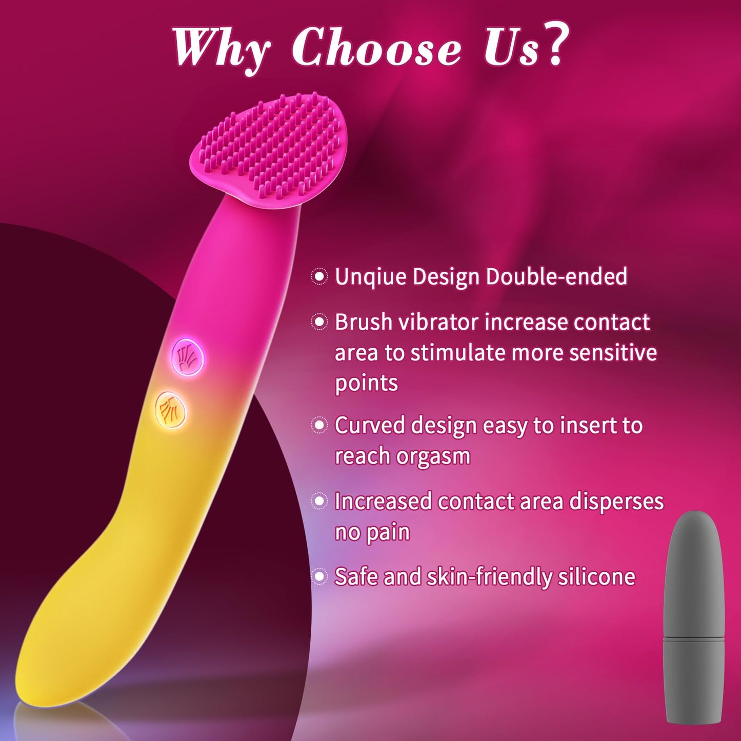 Vibrator Adult Sex Toys for Women - G Spot Clitoral Stimulator Dildo with 10*10 Vibrations, Finger Bullet Vibrators Couples Toy, Waterproof Dual-ended Personal Wand Massager for Anal Nipple Vulva Play