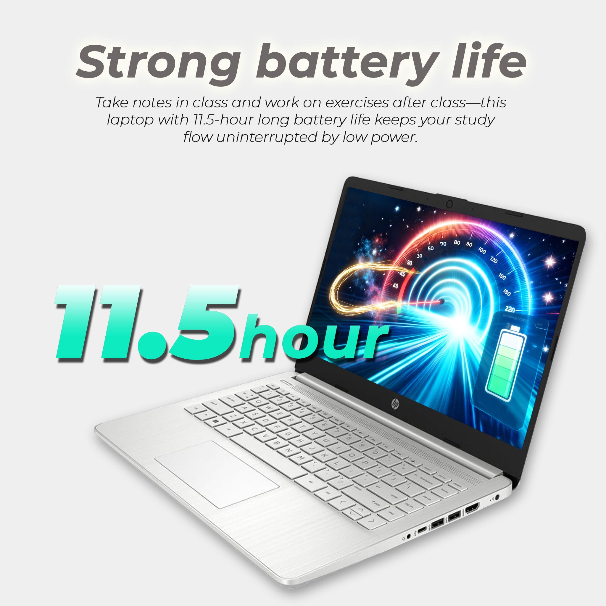 HP 14" Laptop with Microsoft 365 & 1TB OneDrive, Intel Core Processor, HD Display, Windows 11, Portable Student Laptop, Natural Silver