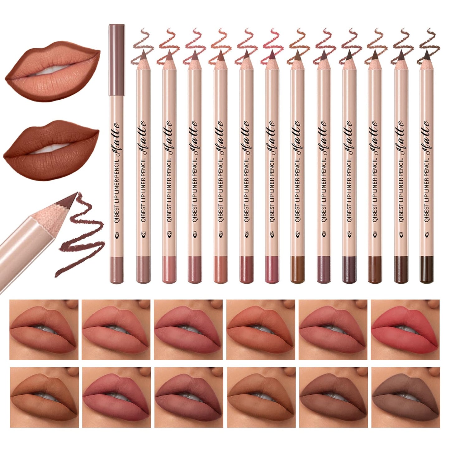 QiBest Matte Liquid Lipstick Makeup Set Kit, Long Lasting Waterproof Mate Lip Gloss Set Lip Colors Makeup Kit for Women & Teen Girls