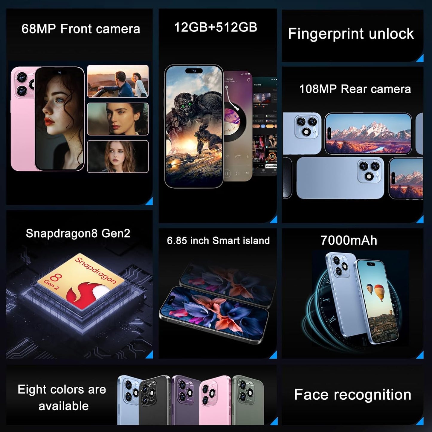 SZV 15 Ultra Unlocked Smartphone 16GB RAM 1TB Storage 5G