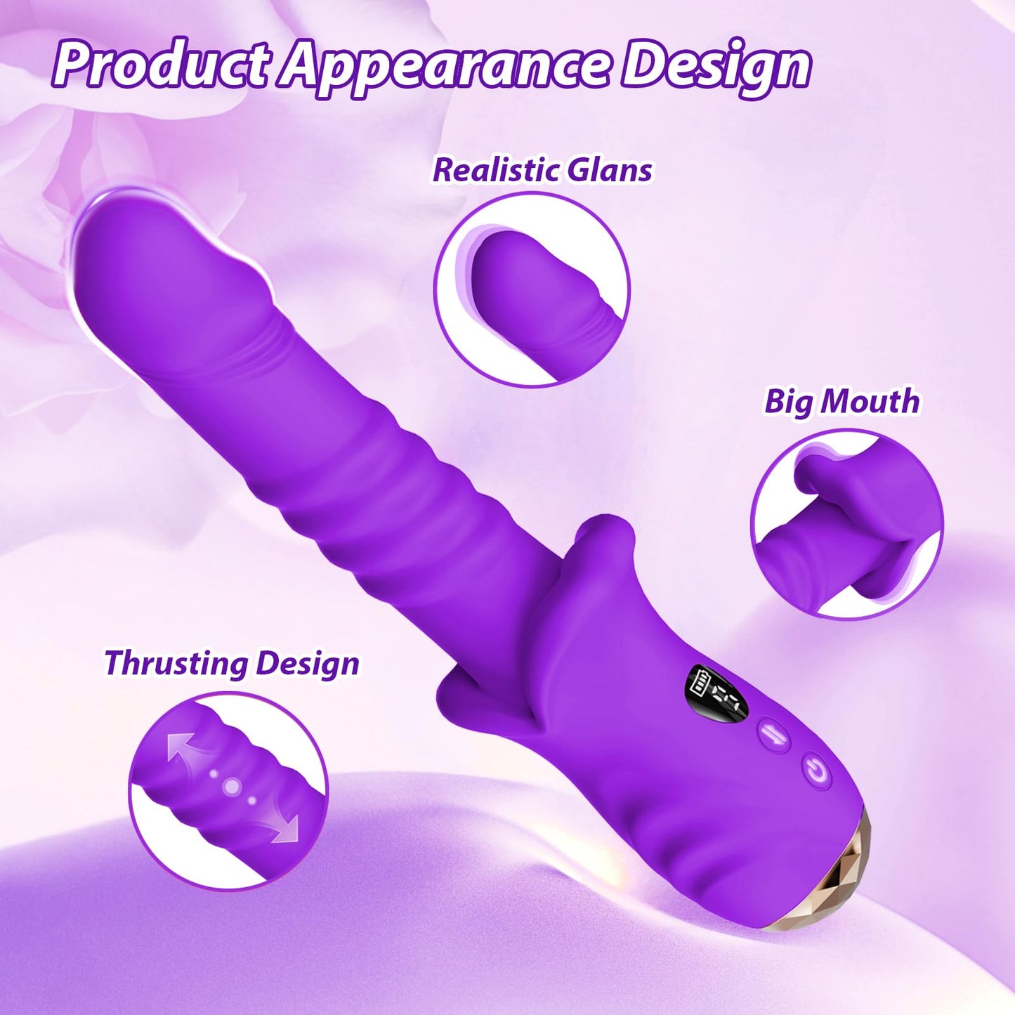 DFEUSY Vibrator Thrusting Dildo - Realistic Vibrator with 9 Thrusting & 9 Vibrating Modes, Adult Sex Toy for Women and Couple