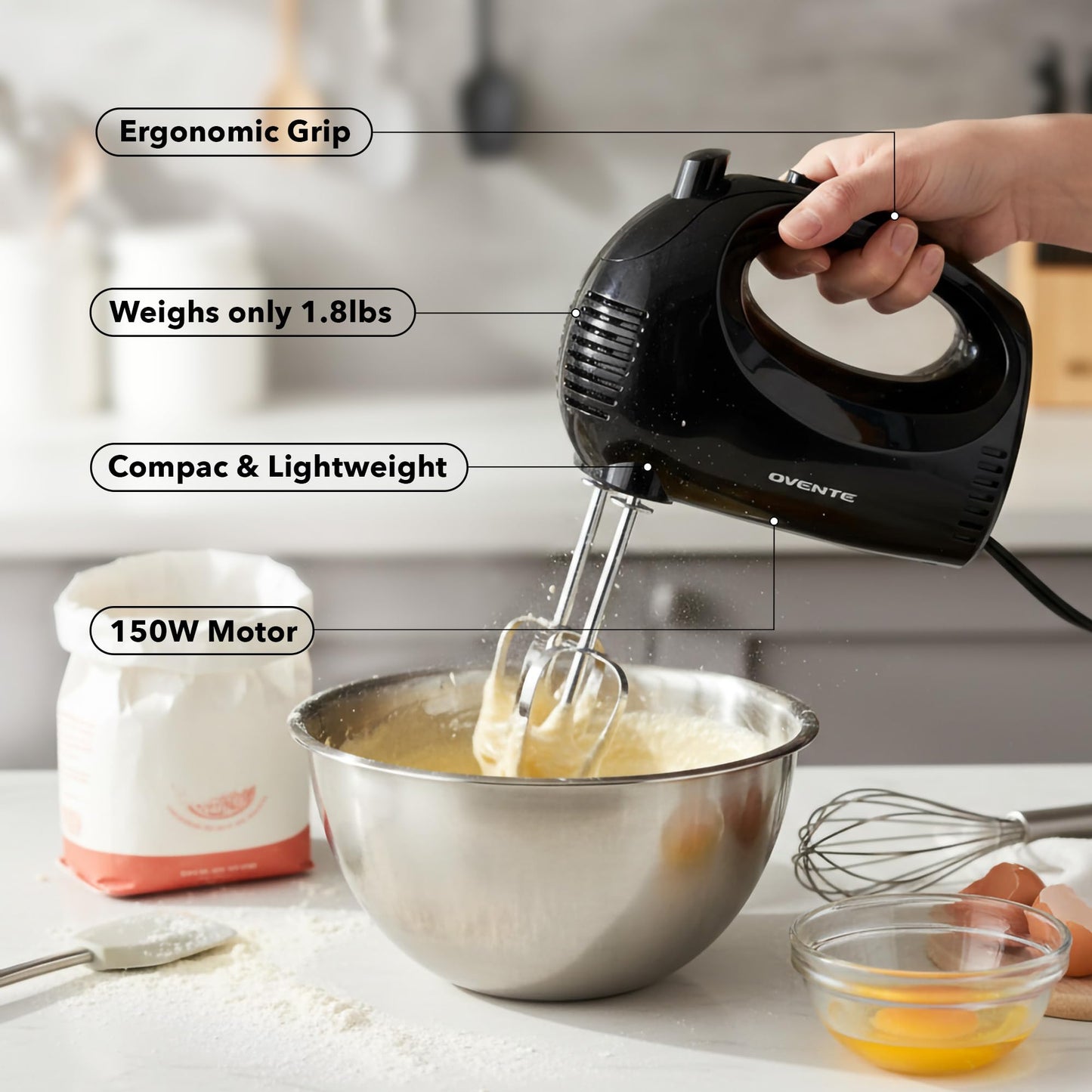 OVENTE 5-Speed Electric Hand Mixer