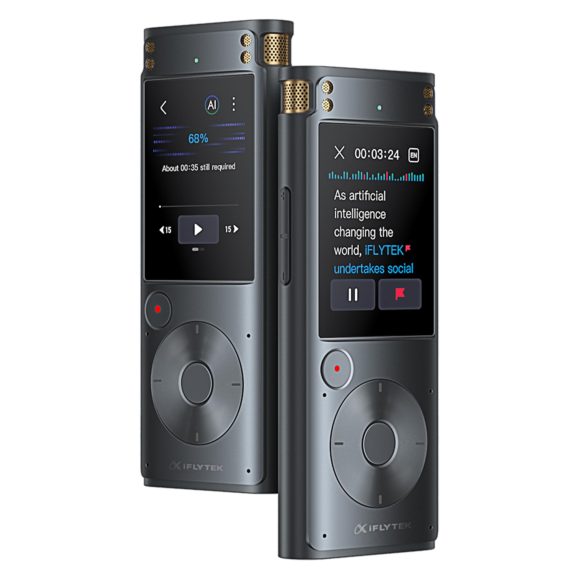 iFLYTEK Offline Voice Recorder with Playback, Secure Digital Recorder with AI Transcription, 5-Language Voice-to-Text, Noise Reduction, AI Voice Recorder for Meetings, Interviews, Learning