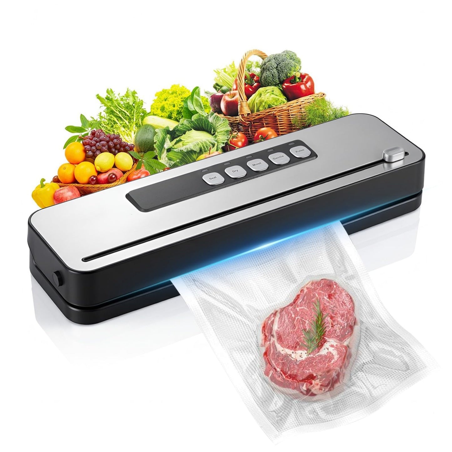 High-power Automatic Food Vacuum Sealer,household vacuum sealer,food sealer,Digital Timer, Compact Design,with 10 Bags