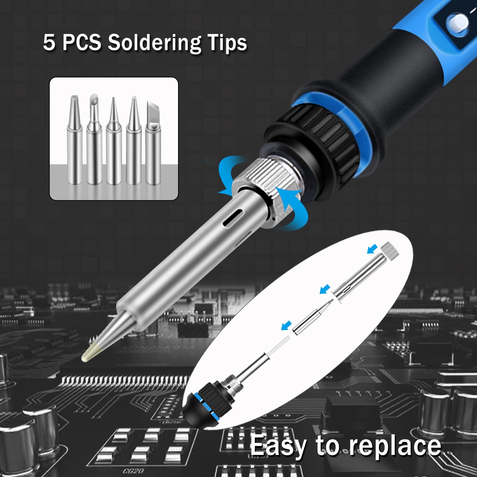 Liouhoum Soldering Iron Kit Fast Heat up Digital Adjustable Temperature Soldering Gun, Fast Heating Ceramic Thermostatic Soldering Kit for Electronic