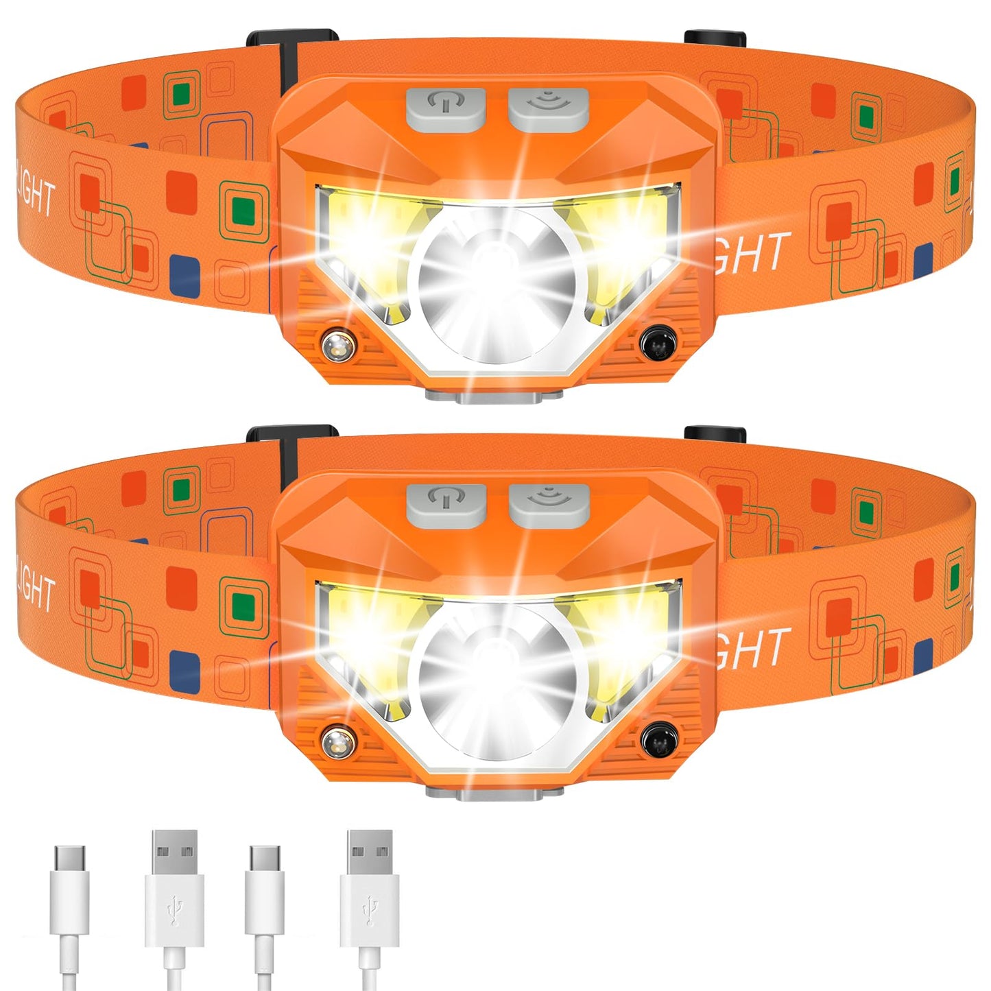 LHKNL Headlamp Flashlight, 1200 Lumen Ultra-Light Bright LED Rechargeable Headlight with White Red Light, Waterproof Motion Sensor Head Lamp, 8 Modes for Outdoor Camping Running Cycling Fishing