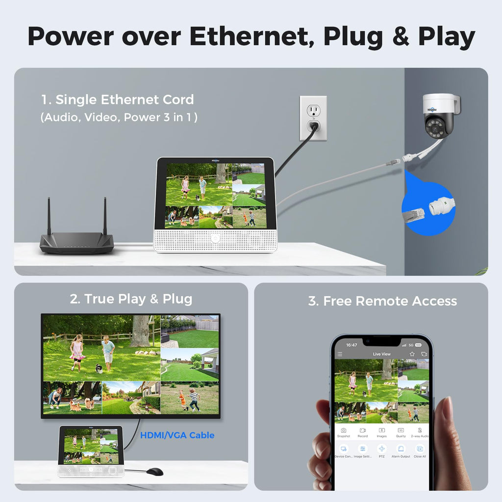 Hiseeu 4K PoE PTZ Security Camera System, 8MP CCTV Wired Security Camera System