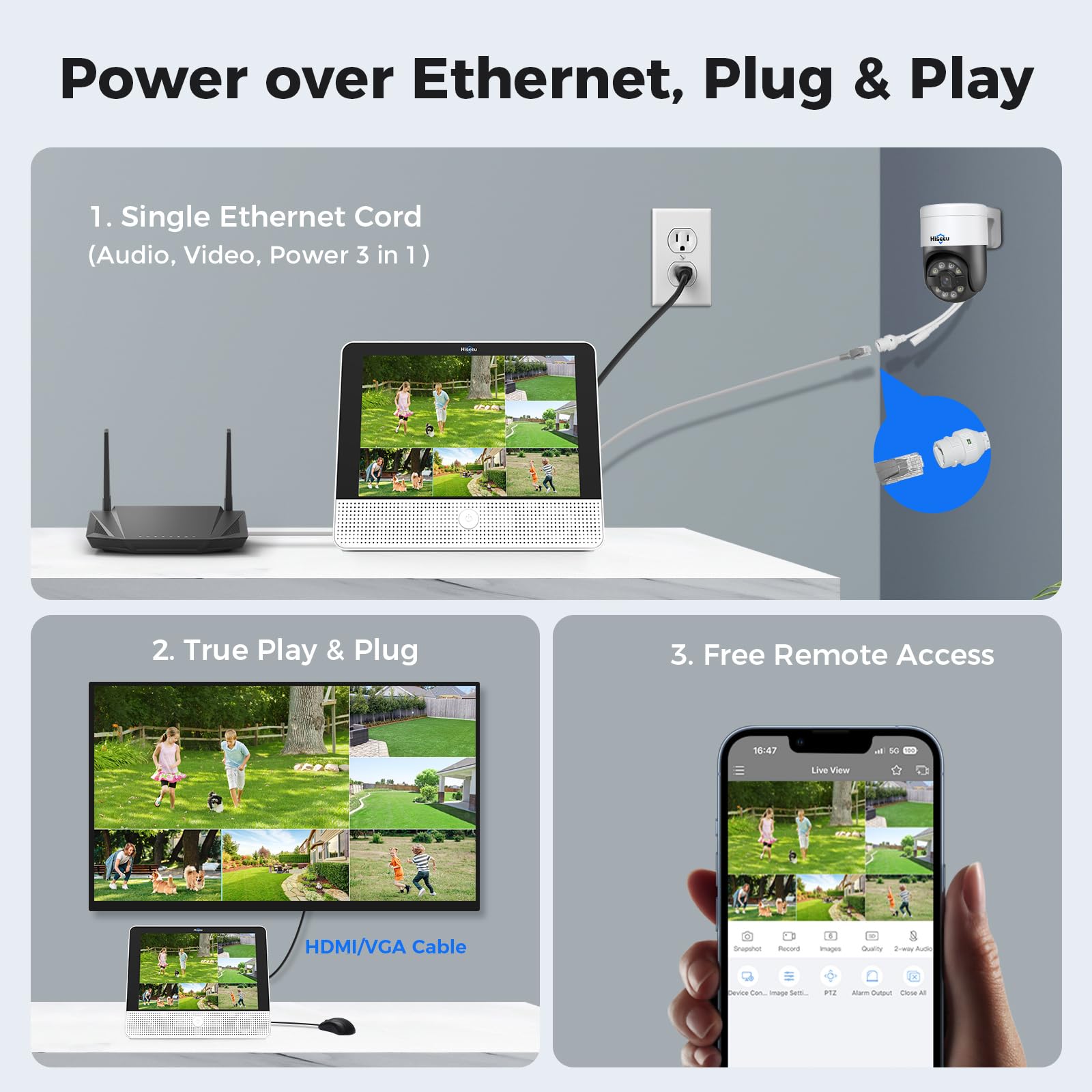 Hiseeu 4K PoE PTZ Security Camera System, 8MP CCTV Wired Security Camera System