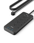 Surge Protector Power Strip (2100J)，Anker 12 Outlets with 1 USB C and 2 USB Ports ，for iPhone 15/15 Plus/15 Pro/15 Pro Max, Extension Cord, Flat Plug, 20W Charging.