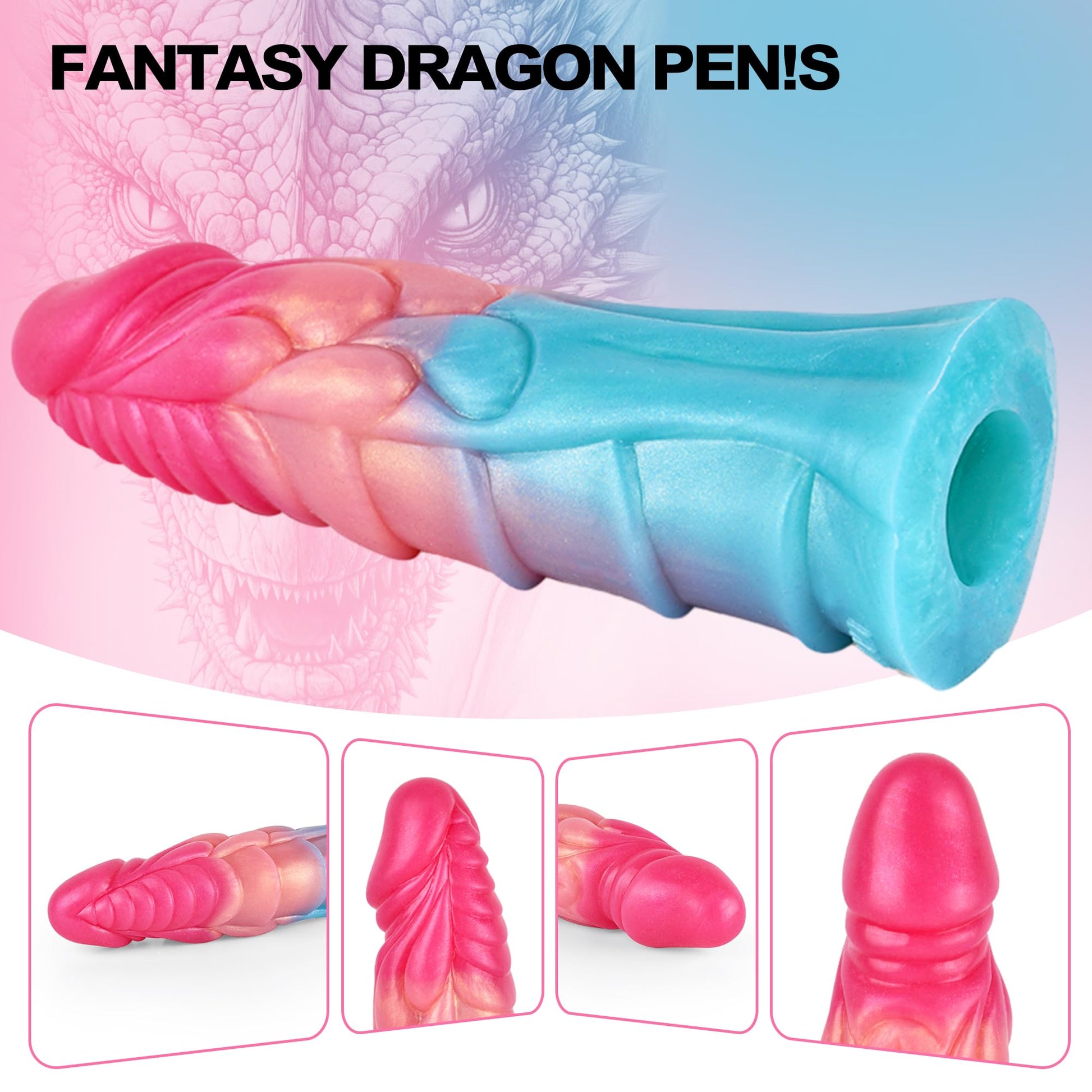 Dragon Penis Sleeve Cock Sleeve Sex Toy for Men, 8 Inch Monster Huge Thick Dildo Sleeve Penis Sheath Extender Enlarger, Anal G Spot Stimulator Beginner Soft Silicone Adult Sex Toys for Men and Couple