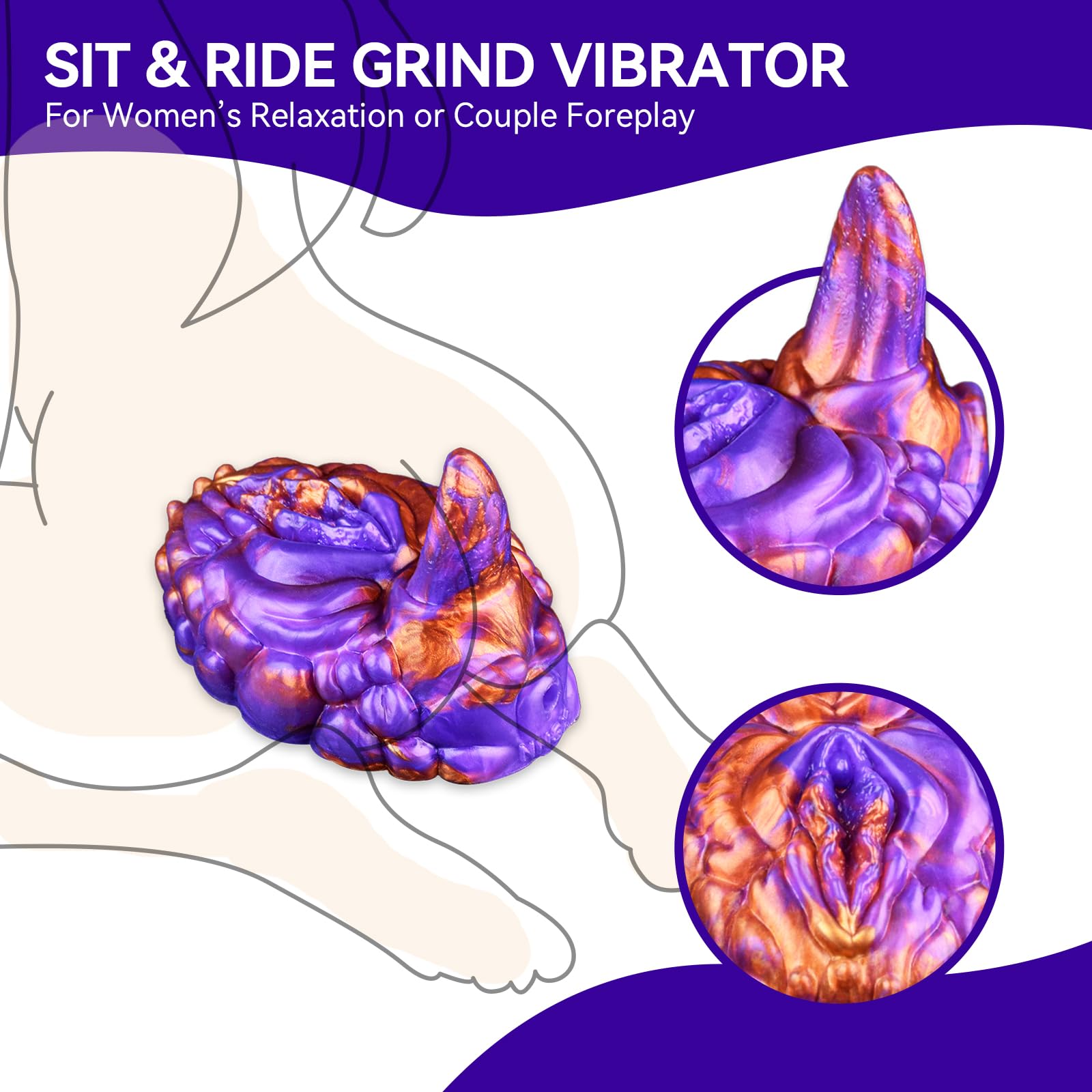 Female Masturbation Vibrator for Lesbian, Very Soft and Stretchable, with Multiple Vibration Modes Remote Control Silicone Clitoris Vibrator Adult Sex Toy