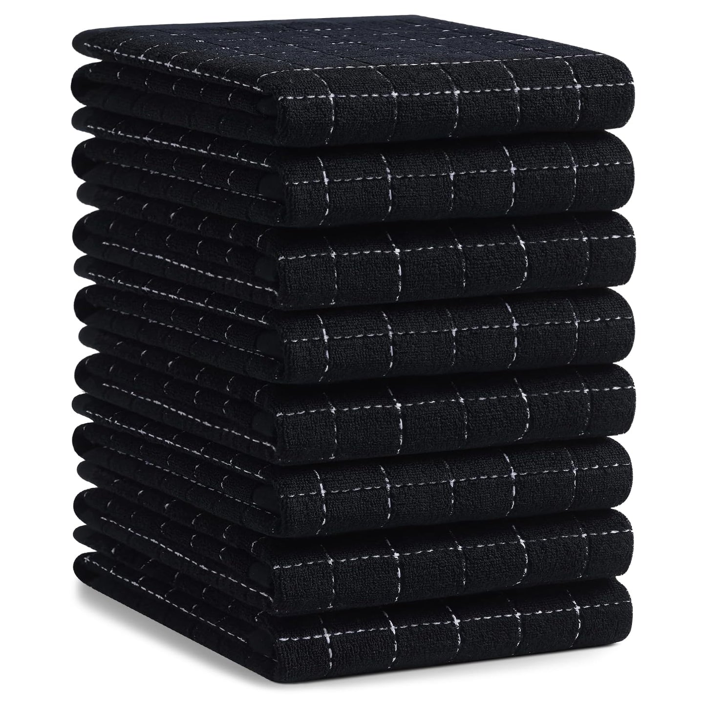 Homaxy 100% Cotton Terrycloth Check Design Dish Cloths & Dish Towels, Soft and Absorbent, Perfect for Kitchen Drying and Washing
