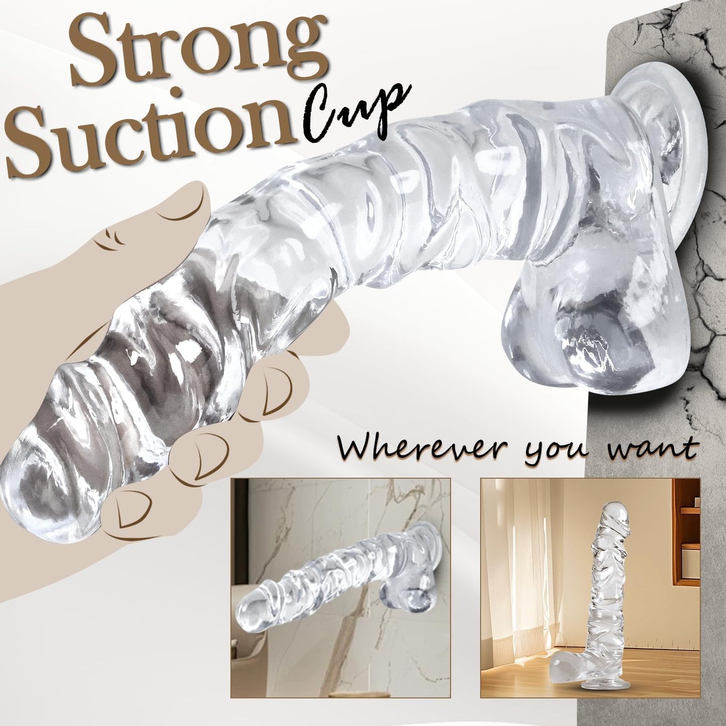 SASHENNA 8.9in Silicone Dildo Realistic Textured with Suction Cup