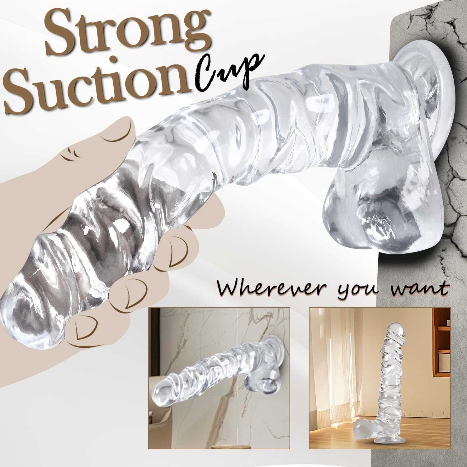 SASHENNA 8.9in Silicone Dildo Realistic Textured with Suction Cup