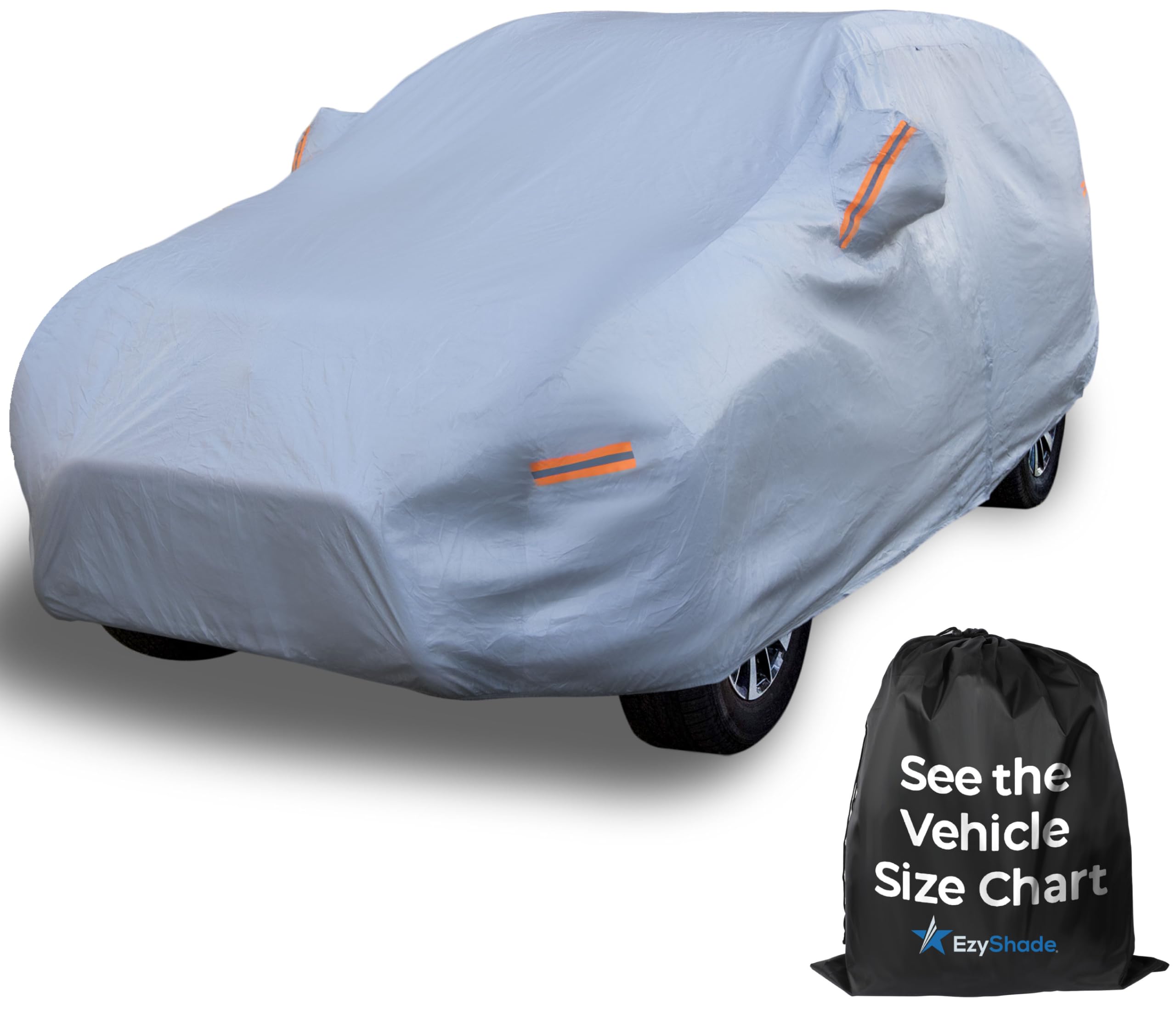 EzyShade 10-Layer Car Cover Waterproof All Weather. See Vehicle Size-Chart for Accurate Fit. Outdoor Full Exterior Covers for Automobiles Sedan Hatch. Rain Sun Snow.