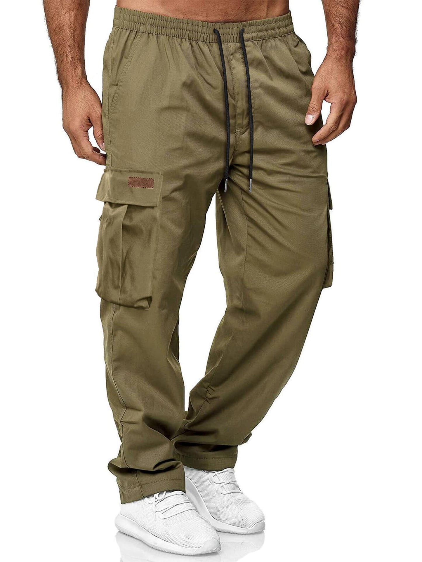 HOTake Men's Casual Cargo Sweatpants Waist Drawstring Joggers Hiking Tactical Pants for Men with Pockets