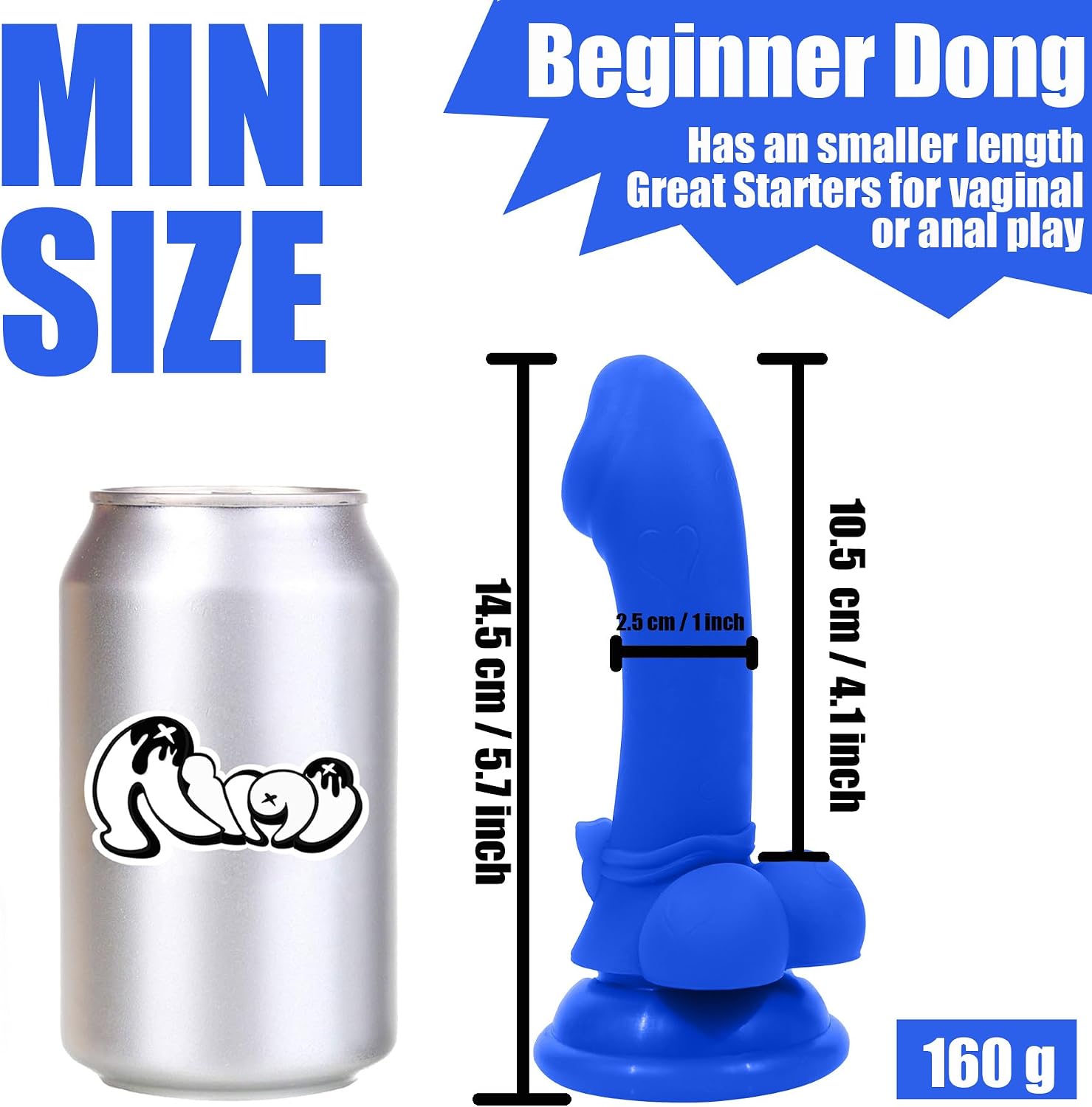 Realistic Soft Dildo for Beginners, Small Silicone Bow Dildo with Strong Suction Cup, Realistic Penis for G-Spot Fantasy Monster Dildos Sex Toys for Women and Couple 5.7" (Blue)