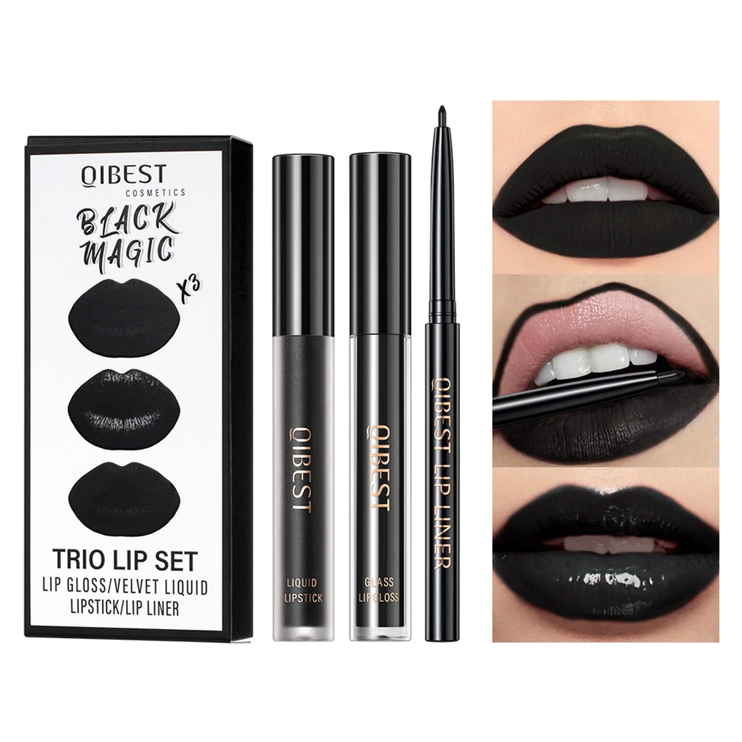 QiBest Matte Liquid Lipstick Makeup Set Kit, Long Lasting Waterproof Mate Lip Gloss Set Lip Colors Makeup Kit for Women & Teen Girls