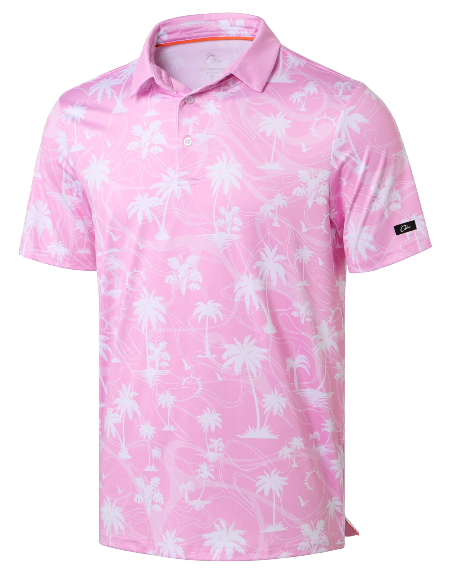 Obla Mens Golf Polo Shirts Short Sleeve Dry Fit Performance Moisture Wicking Casual Print Collared Golf Shirts for Men