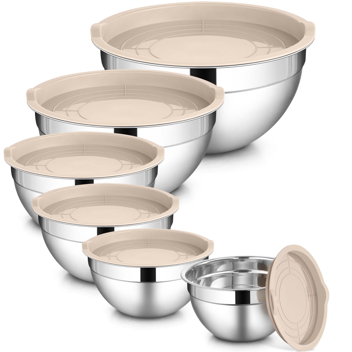 LIANYU 6-Piece Stainless Steel Mixing Bowls with Lids Set