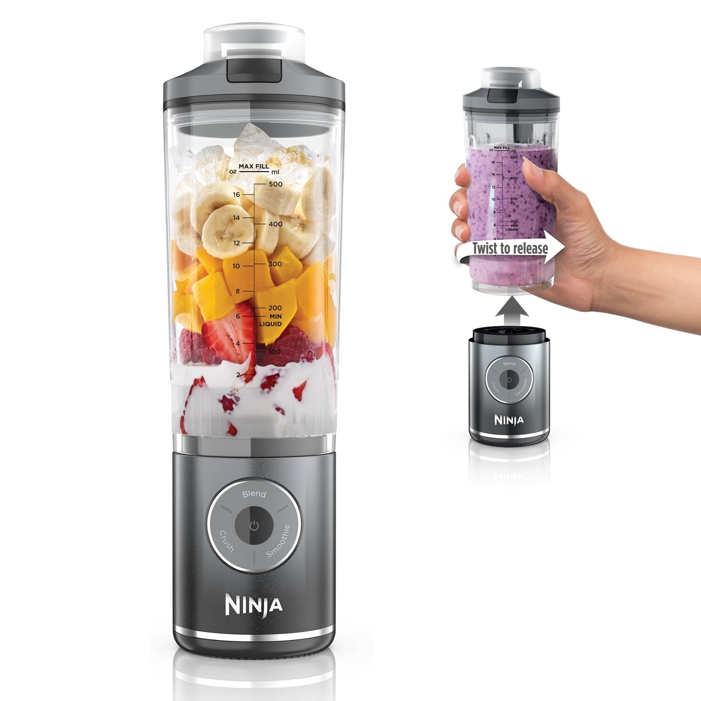 Ninja Blender, Blast Max, Cordless, Personal Blender for-Smoothies, Frozen Drinks, Ice Crush, 22 oz. Removable Vessel, Leakproof-Lid, BPA-Free, Dishwasher Safe, Auto-iQ Technology