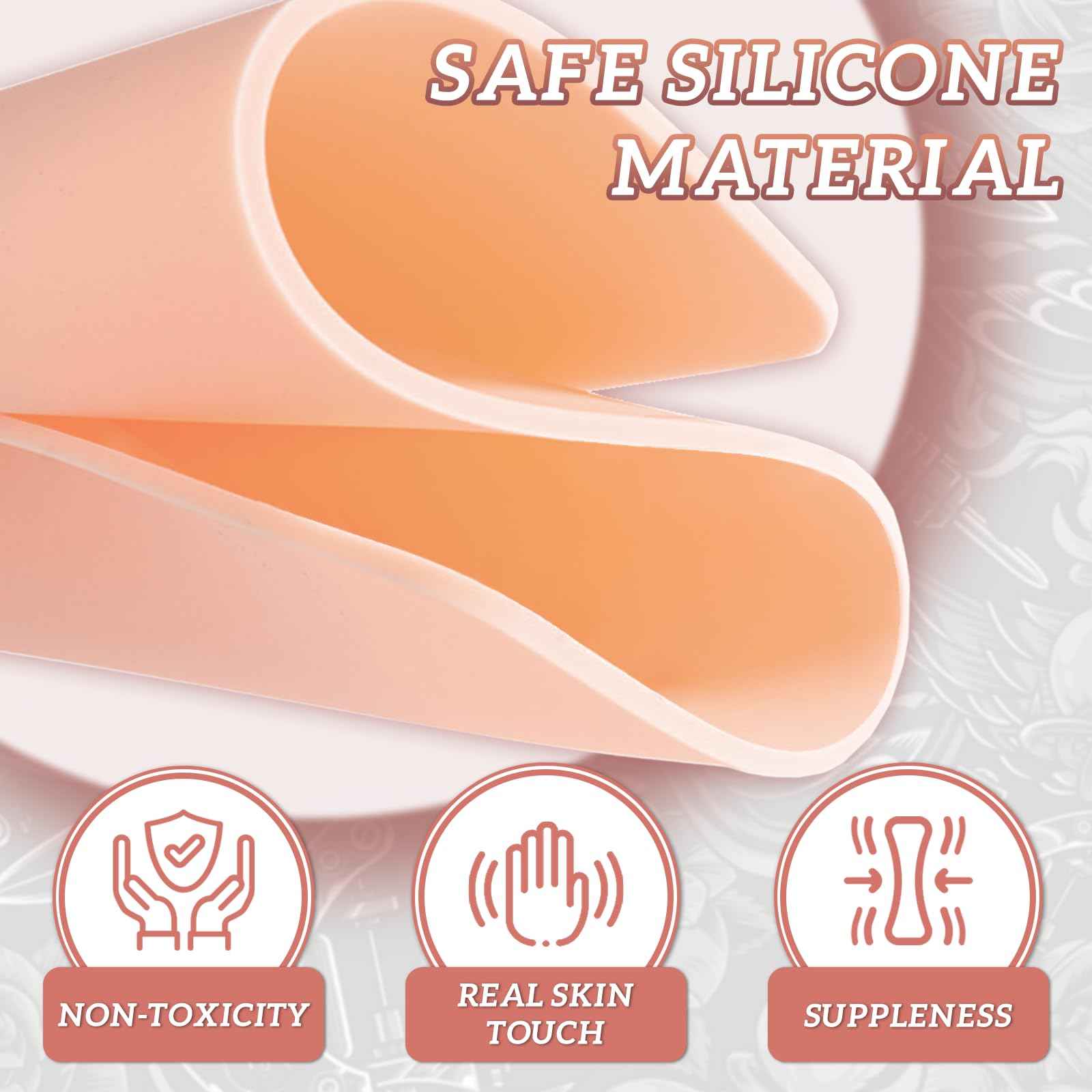 3mm Tattoo Fake Skin,Pure Silicone Tattoos Practice Skin, Double Sides Real Thick Feeling Soft Tattoo Skins, Tattooing Microblading Eyebrow Lip Practice
