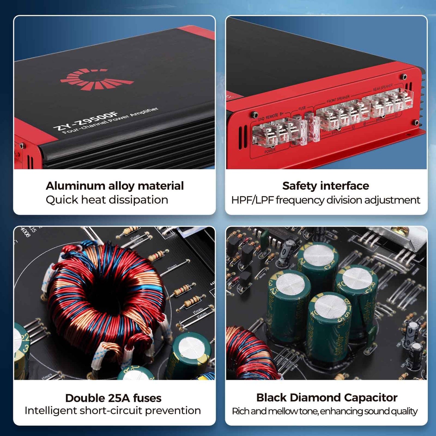 CLES ZYZ 2026 High Power 4 Channel Car Amplifier - 6800W Max, 4x170W RMS @2Ω, 2 Bridged Channels (340W) -Your Commute De-Stresser & Old Car Revival Kit