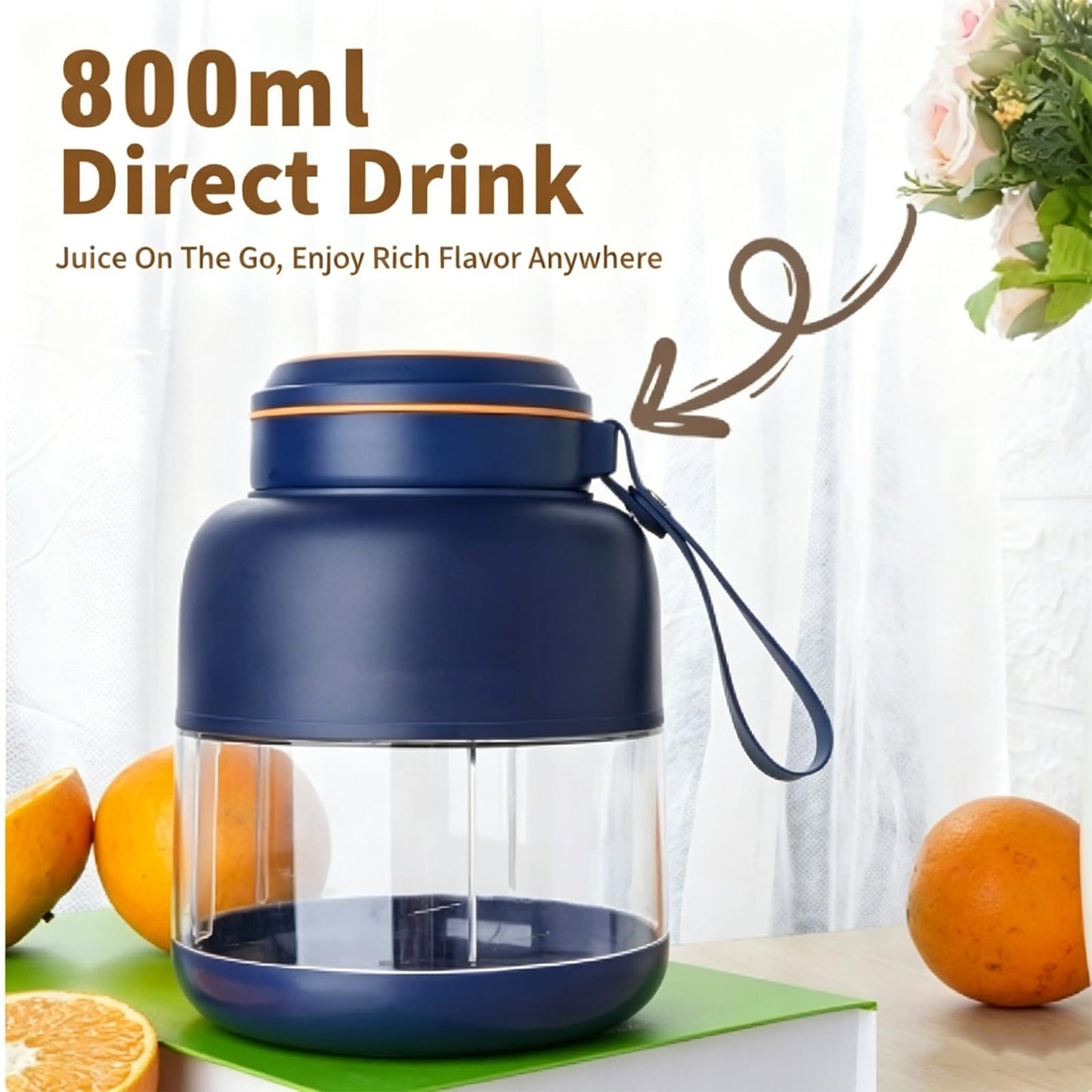 Portable Wireless Juicer Cup, 2026 New Portable Household Appliances Juicer, 1300 Ml/44 Fl Oz Wireless Juicer Cup, Dual Lid Compact Travel Drinking Cup for Travel, Gym, Home & Office