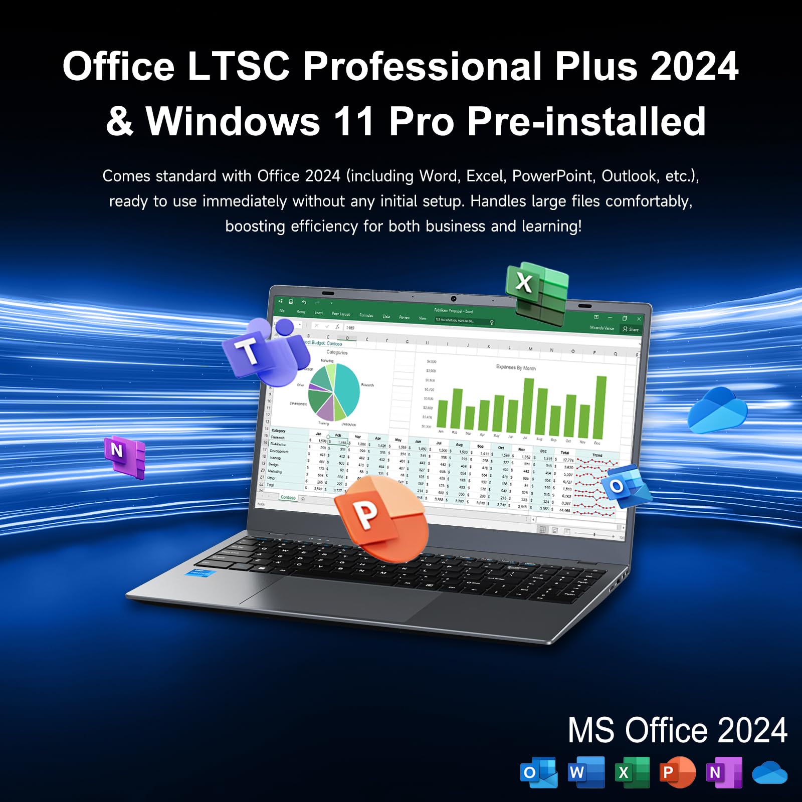 HPUMLSE Windows11 Por Intel Laptop,15.6″ Notebook PC,Privacy Camera Cover/Intel Pentium 6500Y/FHD1080/Type-C/7.7V 5800mAh/HDMI/for Student and Busines