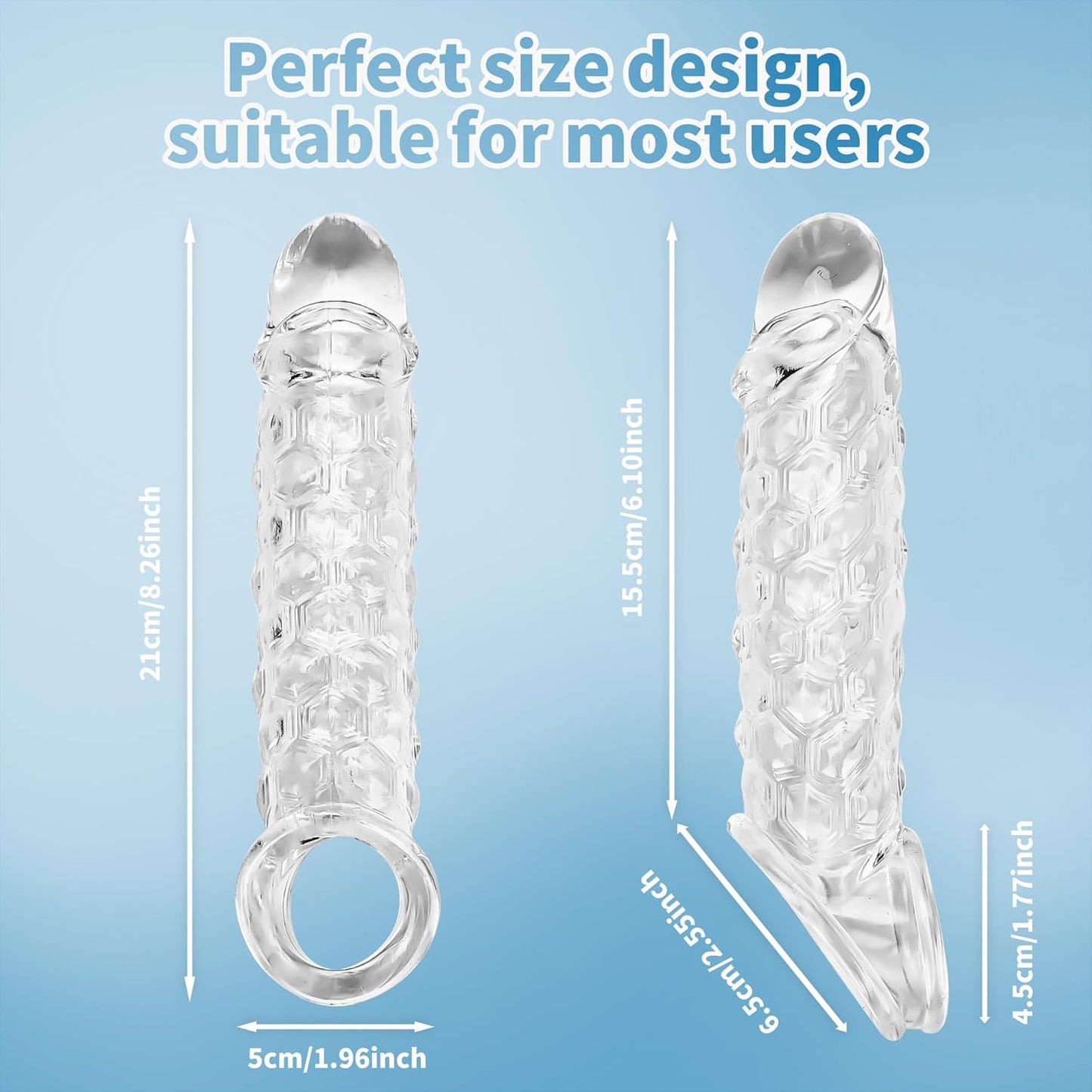 Penis Sleeve with Cock Ring Sex Toys, 8.2'' Soft Cock Sleeve, Reusable Penis Cuff Thickened Testicle Ring Male Adult Toys, Penis Extender and Penis Enlarger for Men