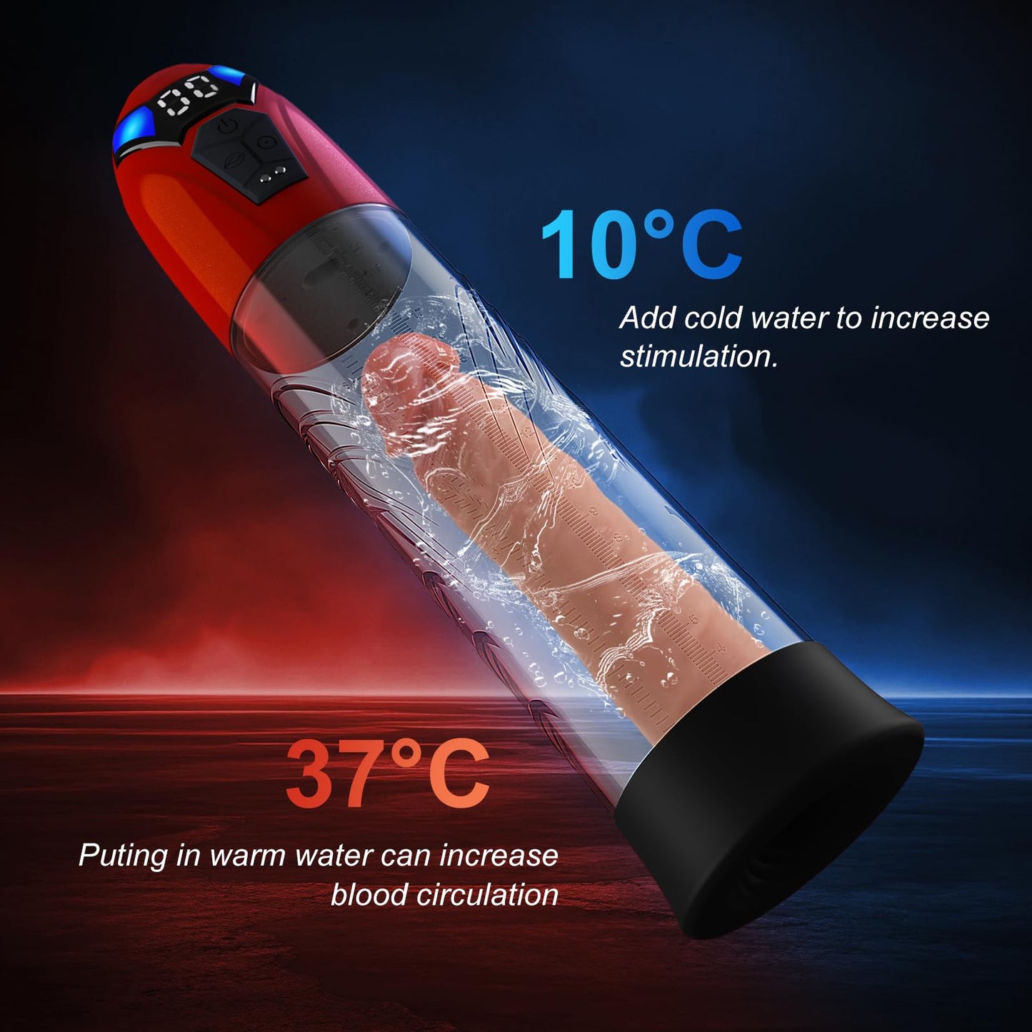 Penis Pump Automatic Electric Enlarger & Male Masturbator with 10 Erection Training Modes Adult Sex Toys for Men Dick Enlarger Male Penis Pump with Mini Pocket Pussy & 6 Cock Rings(Red)