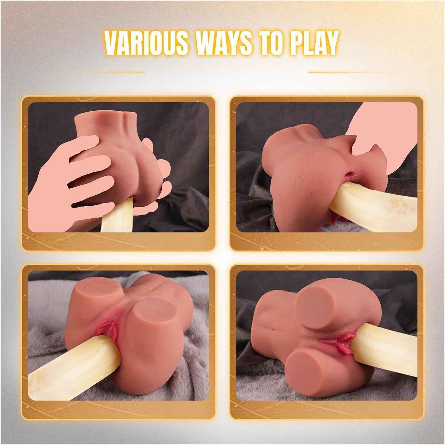 Pocket Pussy 2.05LB Small Ass Sex Doll Male Sex Toys for Men Realistic Male Masturbator Hand Size Torso Butt Stroker Ass with Viginal and Tight Anal Chanel (2.05LB)