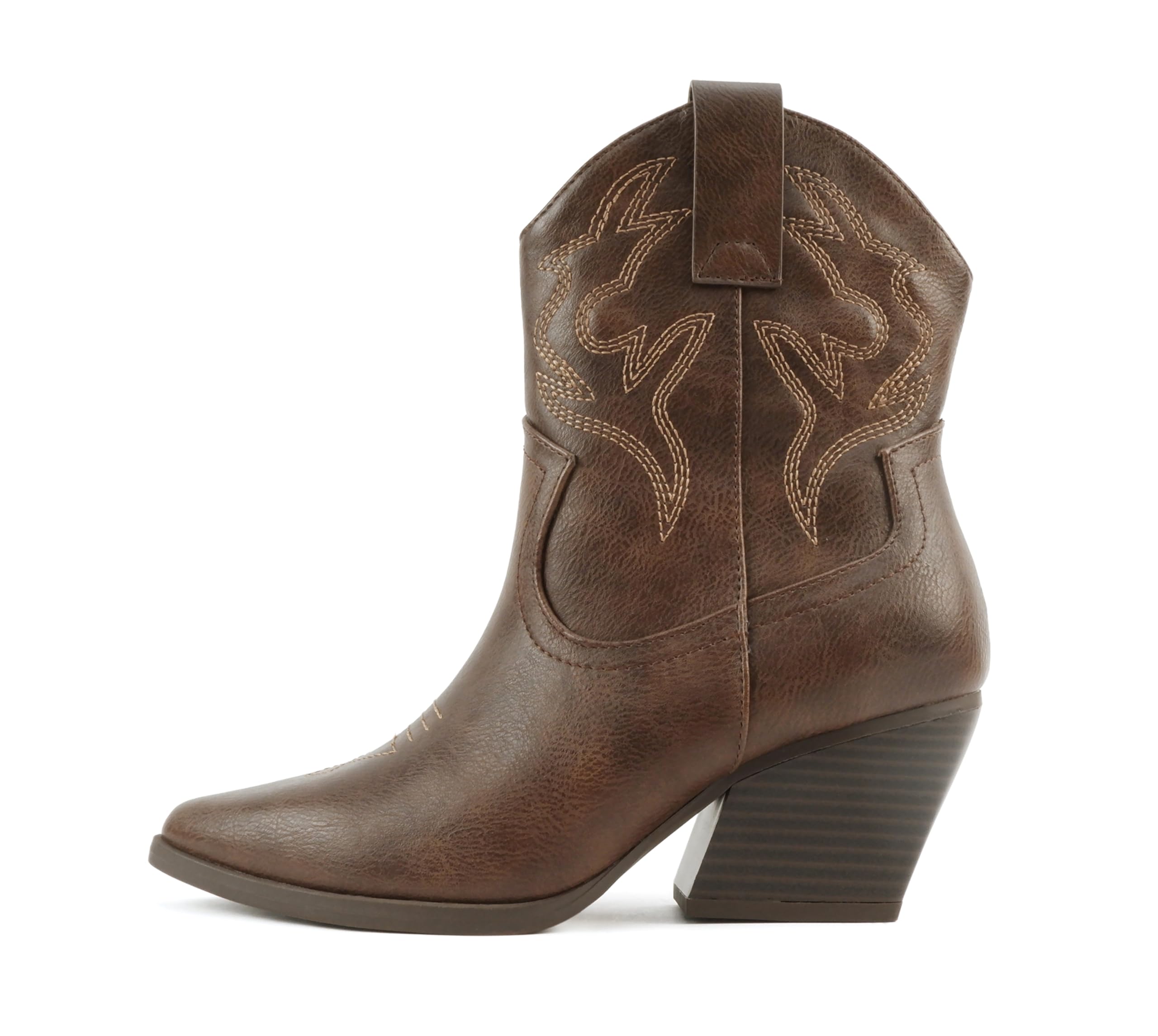 Soda “BLAZING” ~ Women Western Bootie Pointe Toe with Low Heel (Wide Fit Available)