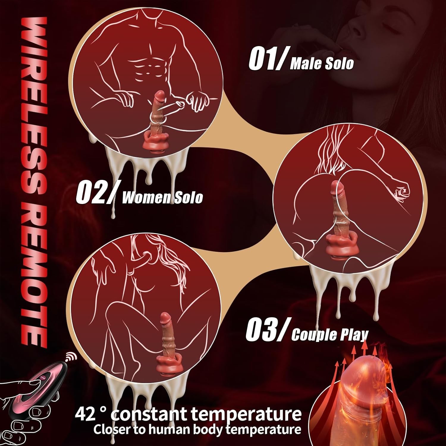 Novabigo 9.25in Thrusting Dildo Vibrator with Heating and Suction