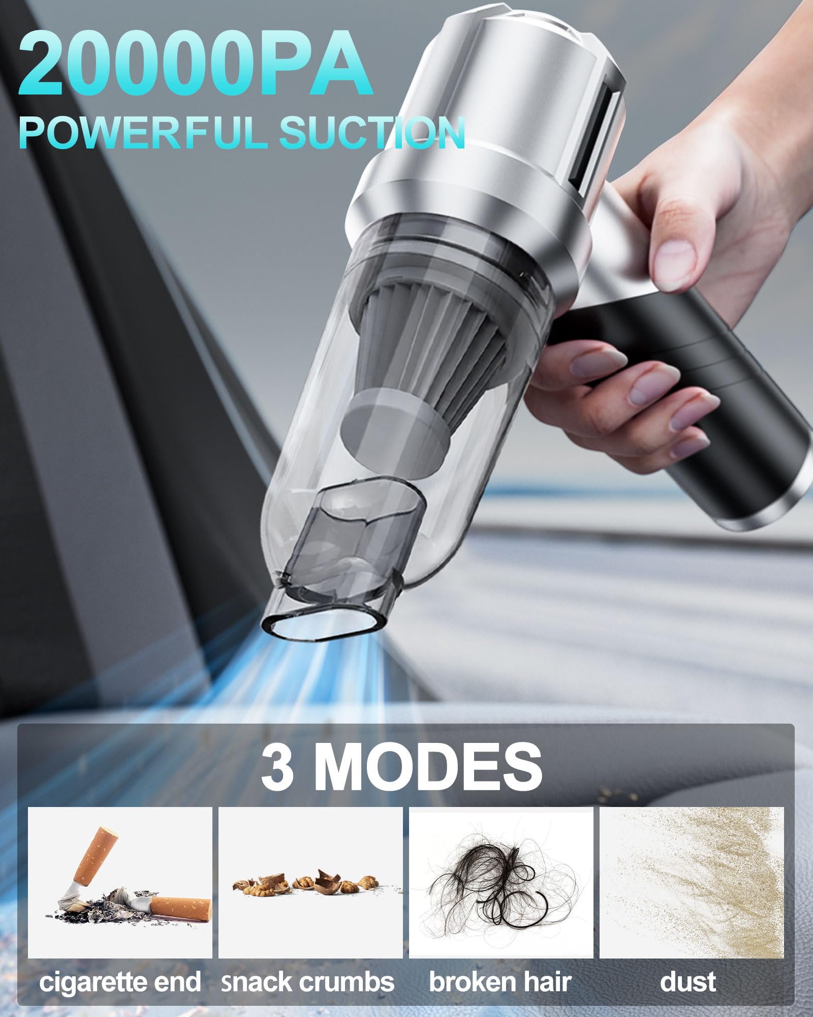 houscly Car Vacuum Portable Cordless 20000PA