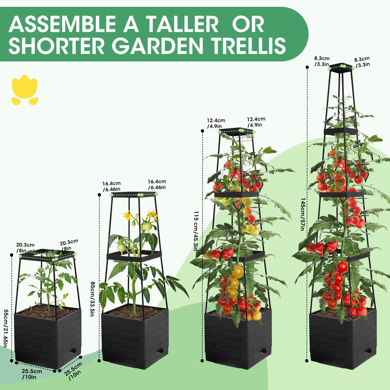 MQFORU Tomato Planter Boxes with Trellis, 57" Self-Watering Tomato Planter for Climbing Vegetable and Plants