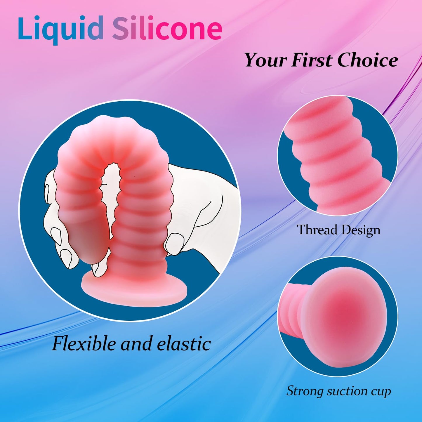 Pink Fantasy Anal Plug,Premium Liquid Silicone Colorful Glowing Penis Toy for Vaginal and Anal Sex,Equipped with Strong Suction Cups for Women Men Couples.