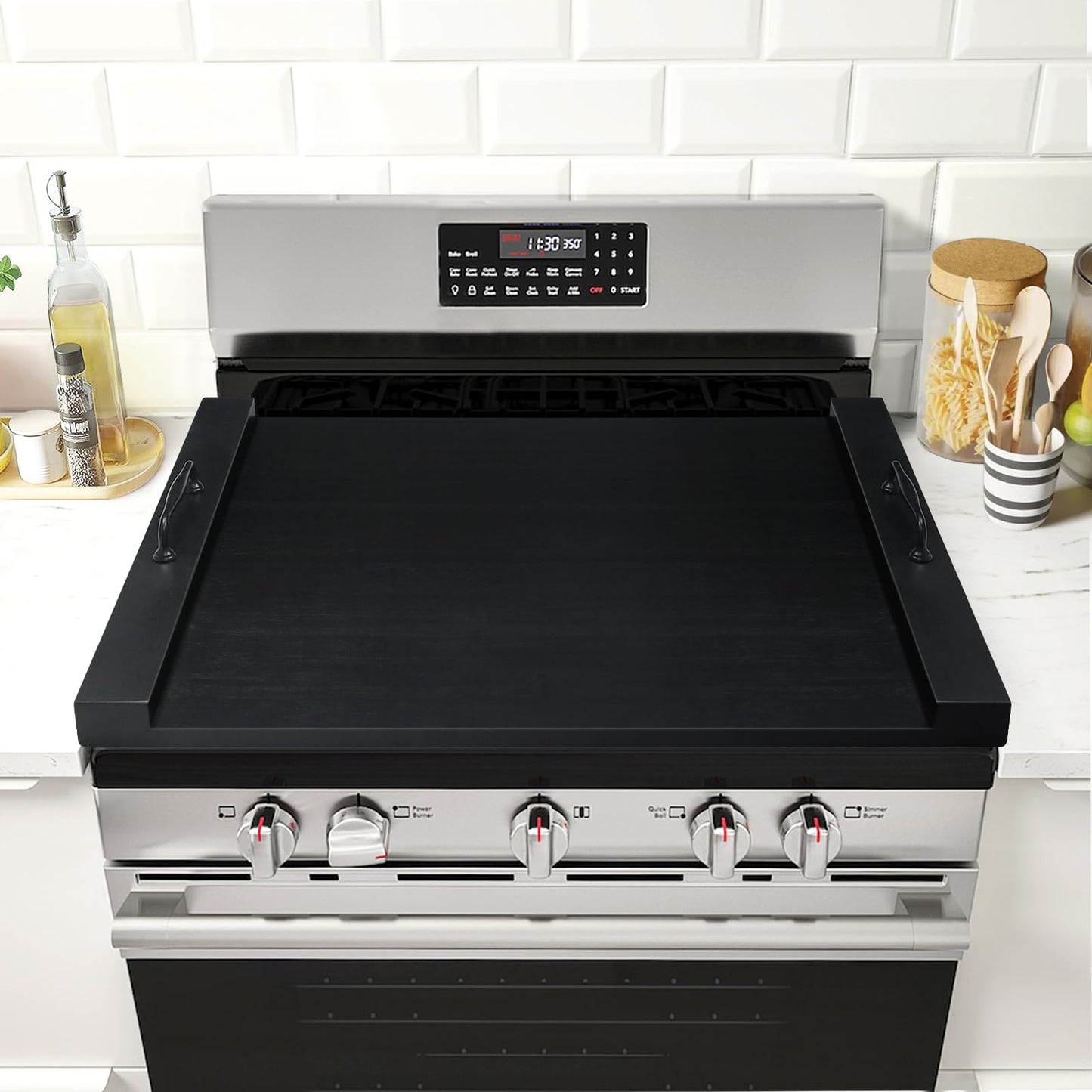 GASHELL Noodle Board Stove Cover with Handles, Multiple Stove Top Cover Board for Electric/Gas Stove Top(Forest Green)