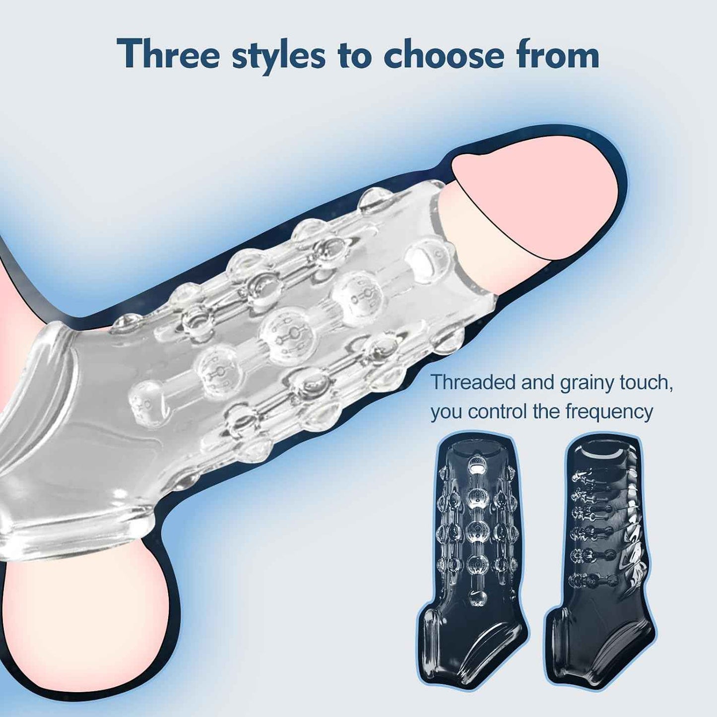 Penis Sleeve Reusable and Cock Sleeve Vibrator Set - 9 inch Multifunctional Cock Sleeve Penis Enlarger, 3 Styles10 Vibration Modes Delay Ejaculation Enhance Erection Penis Extender Sex Toy for Couples