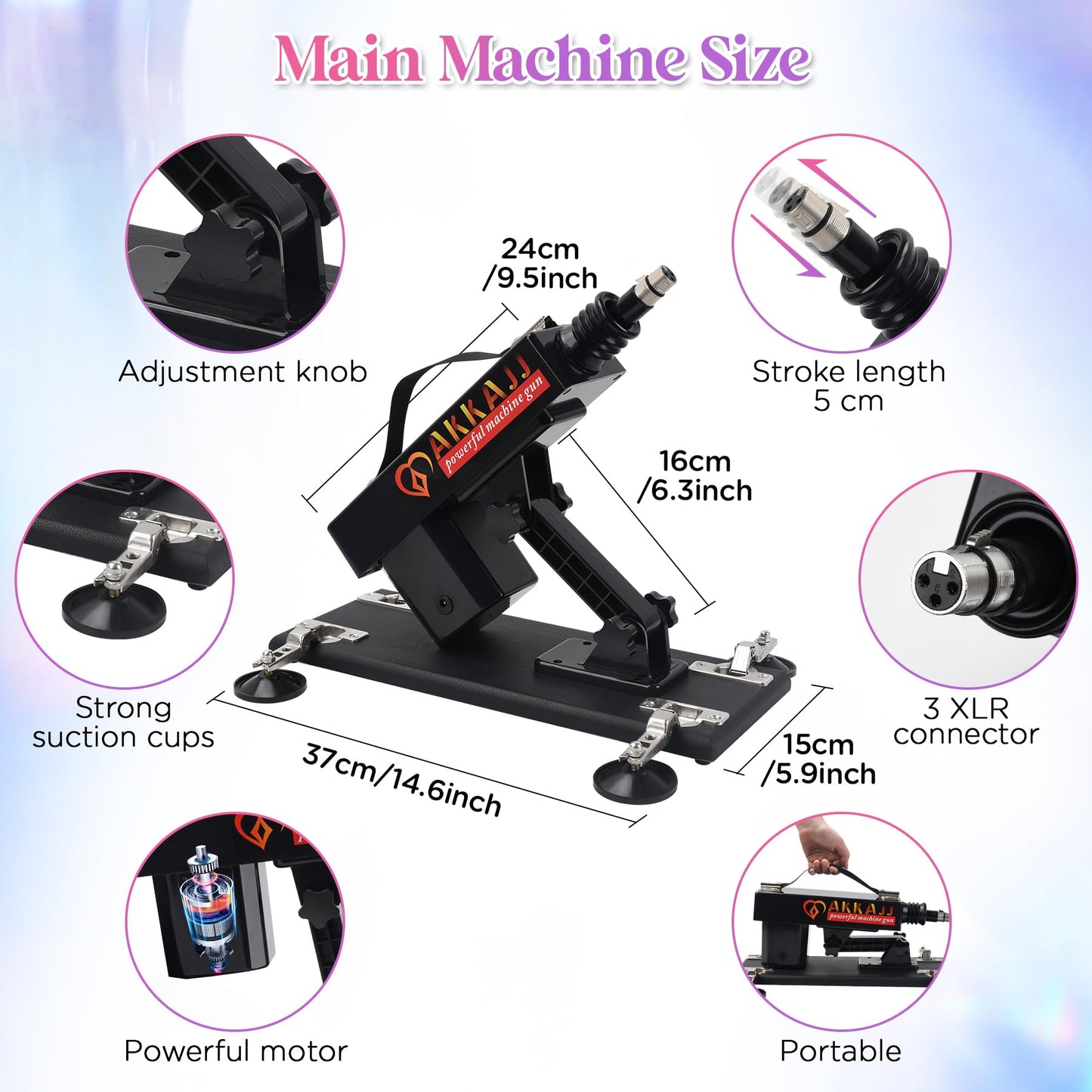 AKKAJJ Larger Motor Sex Machine with a Special Heatable Dildo Automatic Thrusting Machine with Male Masturbation Cup Sex Toys for Women and Men Black