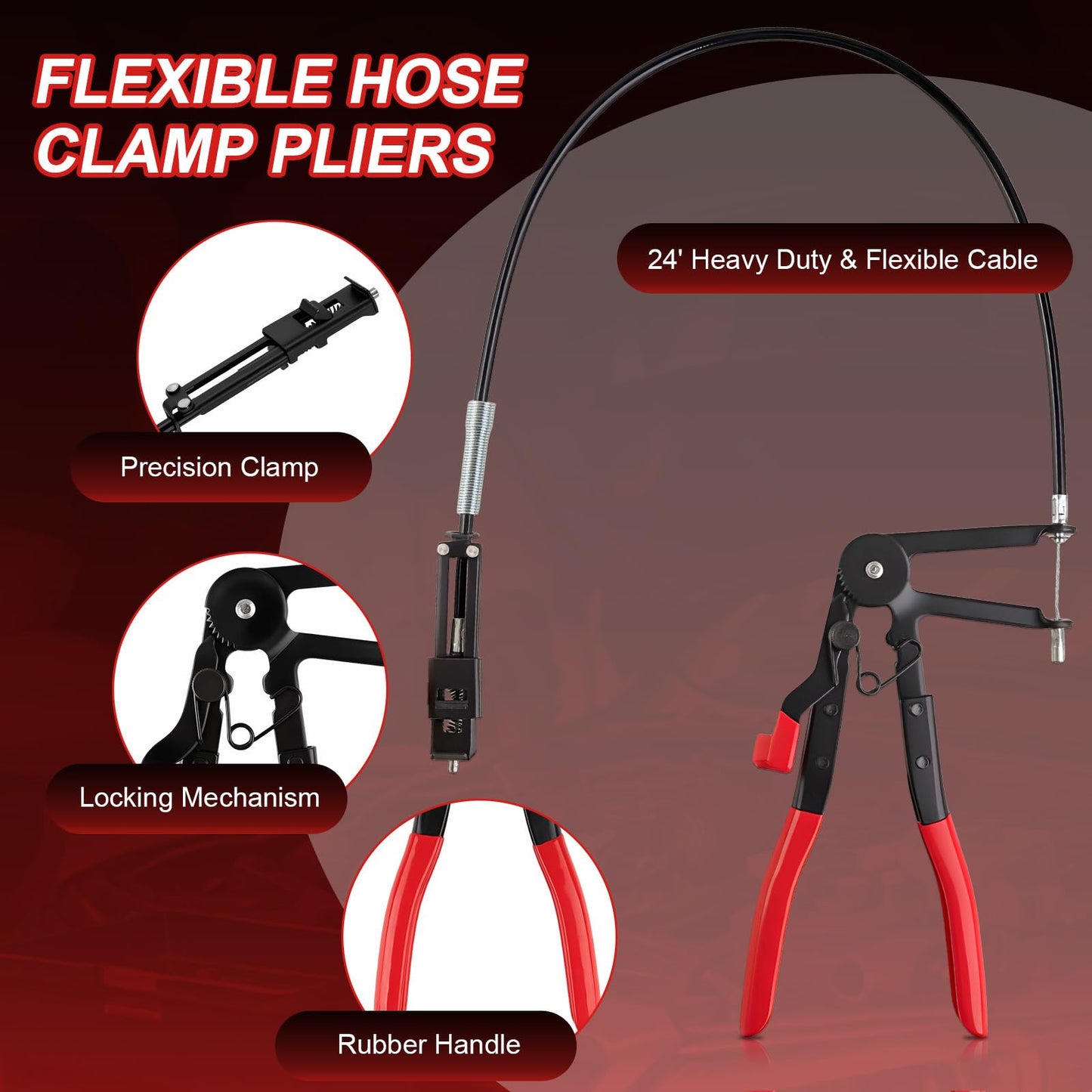 16PCS Hose Clamp Pliers, Hose Clamp Removal Tool Kit with Long Reach & Flexible Wire Tools for Fuel, Oil, Coolant, Radiator Hoses and Electrical Disconnect