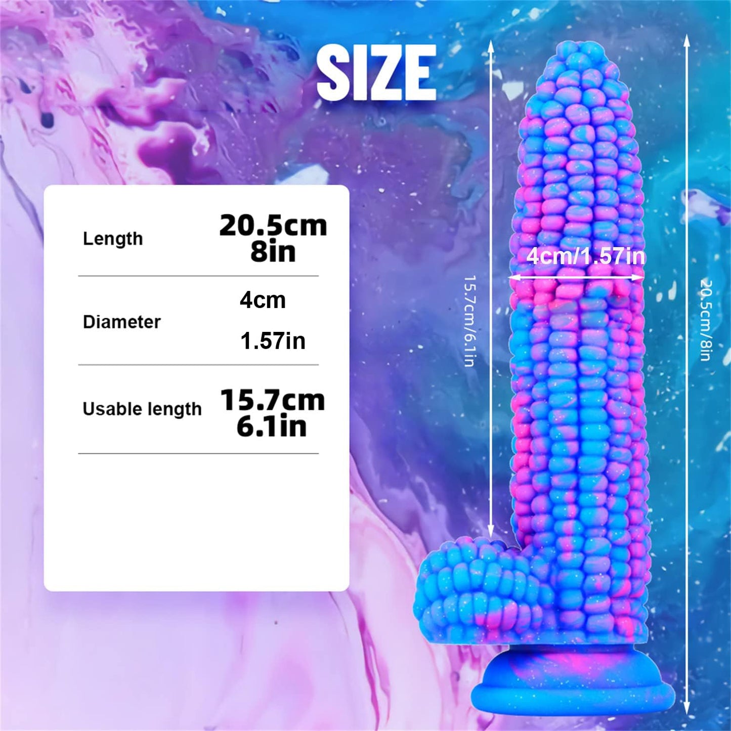 Monster Dildo Colourful Big Grain Corn Adult Sex Toy for Women with Strong Suction Cup 8 Inch Flexible Soft Vegetable Dildos